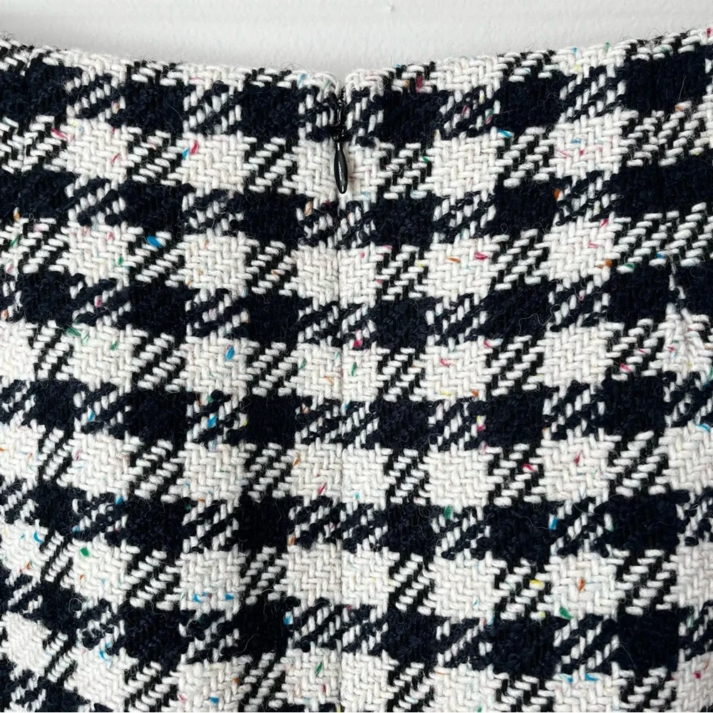 NWT Talbots Women's 12 Multicolor Houndstooth Tweed Mini Skirt Gold Buttons